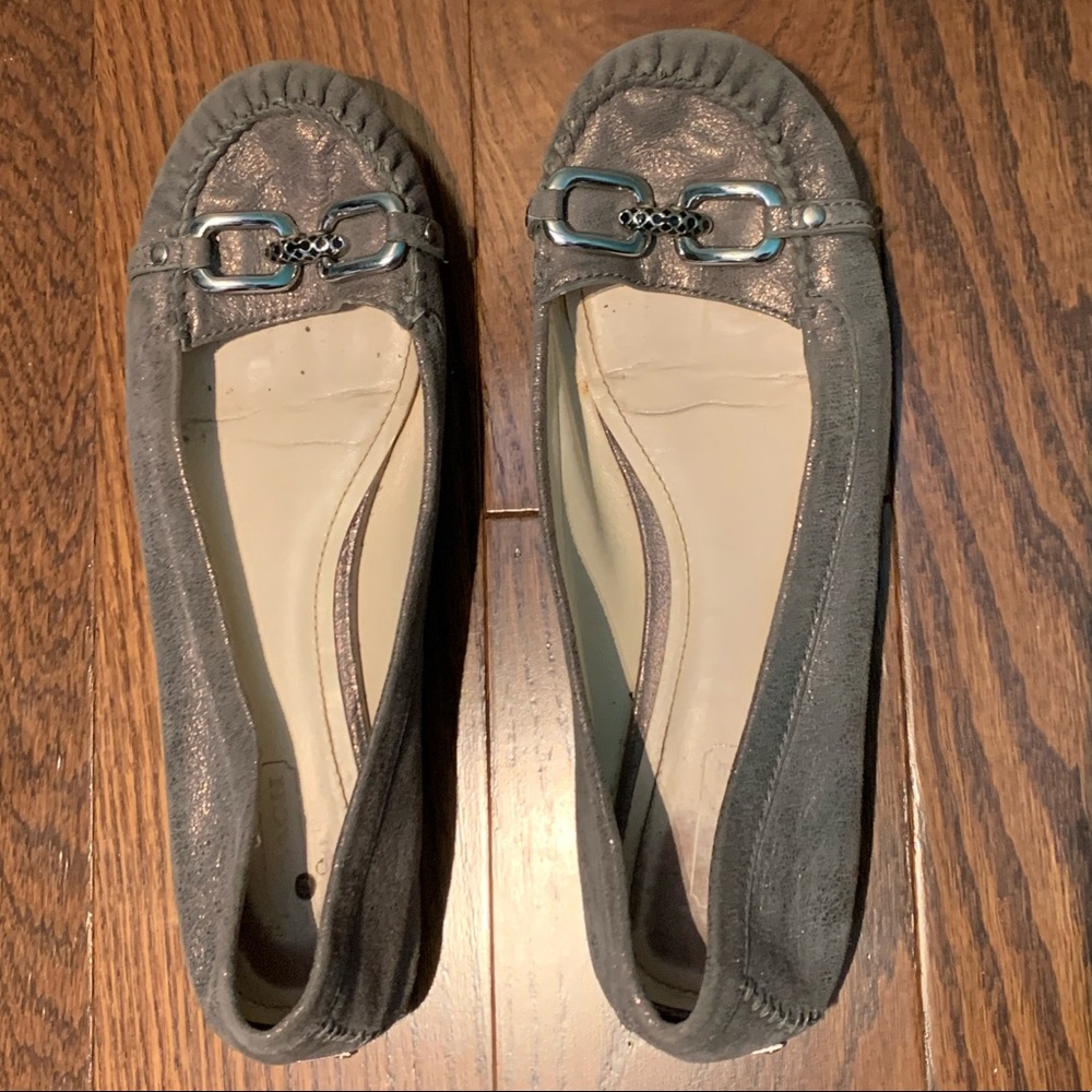 Silver Coach flats with Silver embellishments